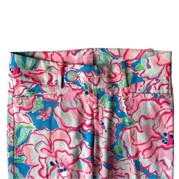 Lilly Pulitzer Women’s Flutter Blue Lucky Charm Floral Preppy Ankle Pants, Sz 6 - Picture 2 of 11